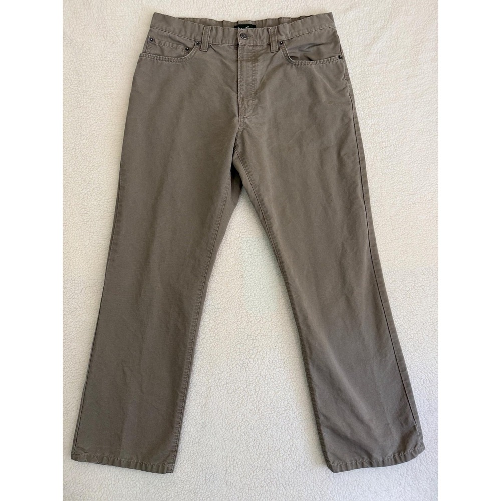 Eddie Bauer Pants Mens 36x32 Brown Canvas Regular Fit 5 Pocket Chino Casual